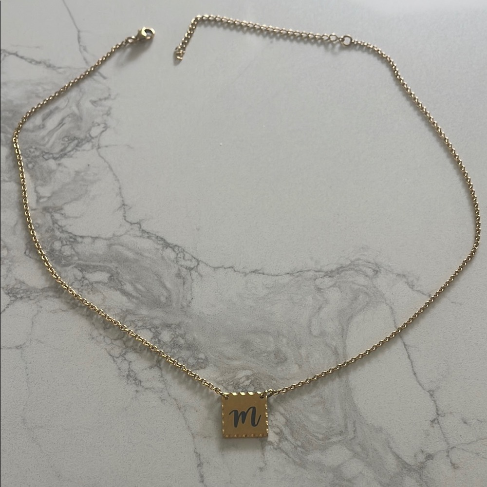 J Bloom Brand “M” Initial pendant Necklace, 15-18”